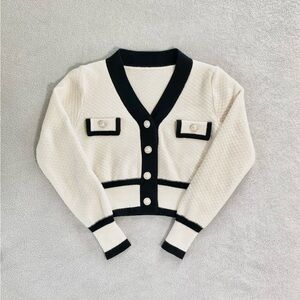 J Brand Cream and Black Cardigan